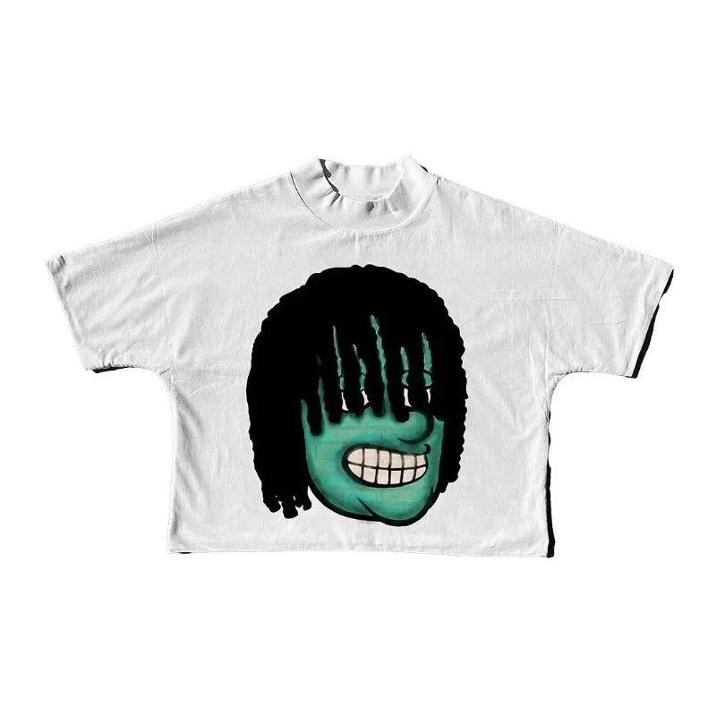 Cartoon avatar print short sleeve t-shirt loose casual oversized t-shirt