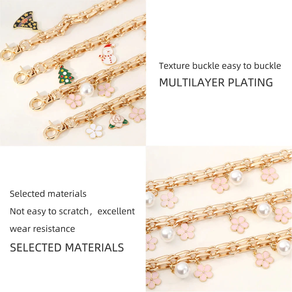 Bag Strap Extender Chain Flower Butterfly Pearl Pattern Accessory