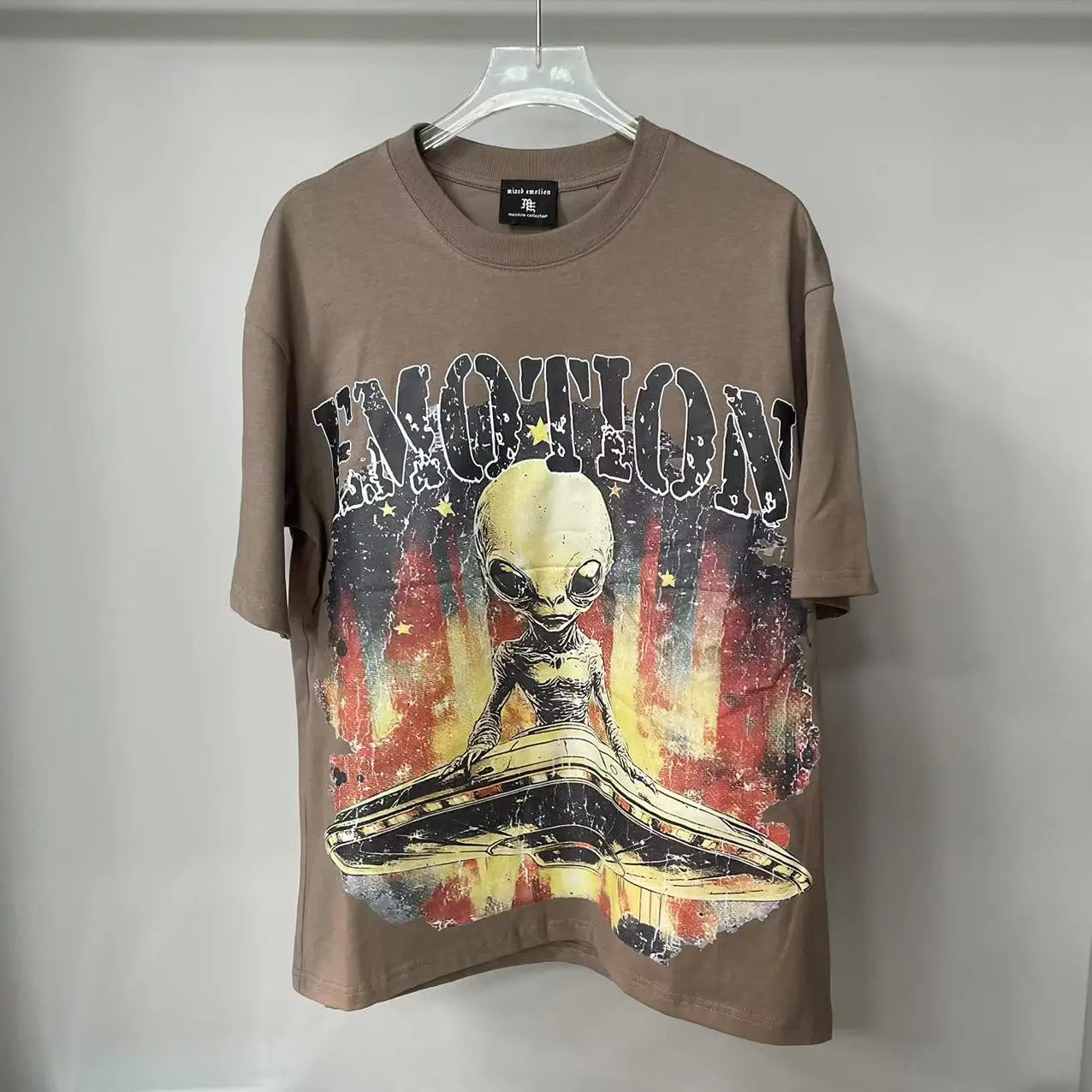 Mixed Emotion Letter Rhinestone Short Sleeve T-shirts Pure Cotton Loose Crew Neck