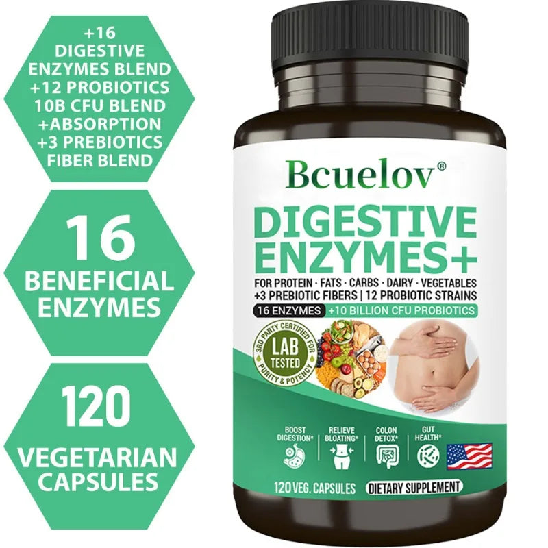 Probiotic Enzymes + Prebiotics & Digestive Enzymes, Promotes Healthy Gut Flora, Relieves Gas, 120 Capsules