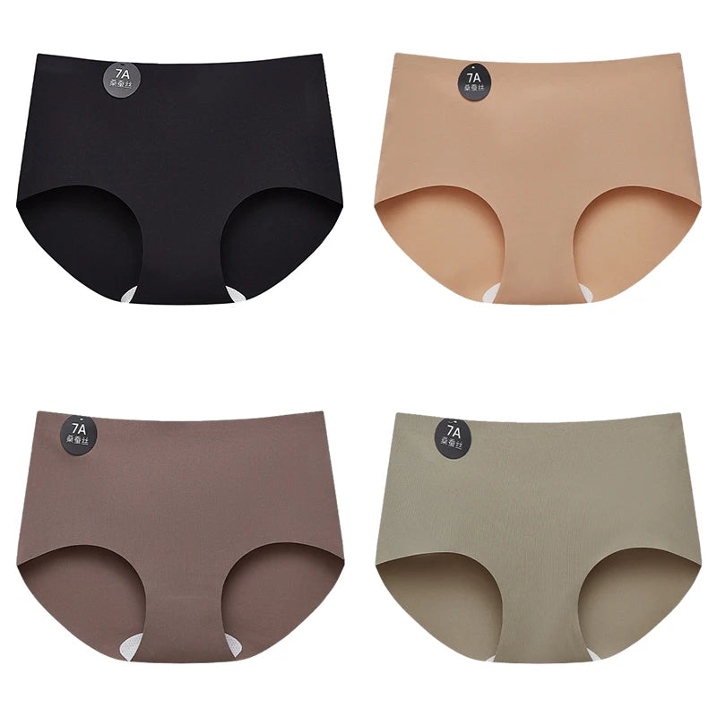 FalllSweet 4PCS Seamless Panties  Ice Silk Underwear Soft Thin Briefs