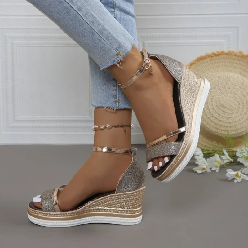 New Summer Women Wedges Sandals Fashion Solid Color Shoes for Women High Heels Platform Designer Sandals Zapatos De Mujer