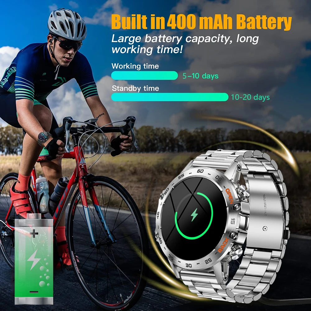 1.39 inch New Bluetooth Call Smart Watch Men Sports Fitness Tracker IP67 Waterproof Smartwatch for Android IOS 400mAh