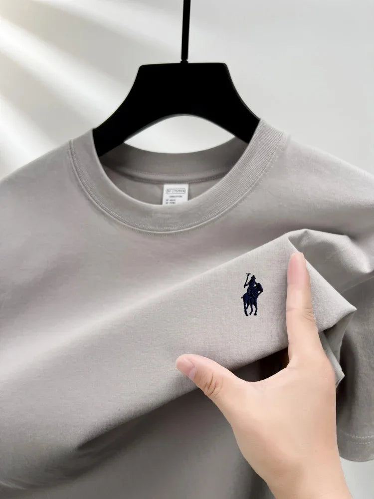 100% pure cotton short sleeve round neck men's T-shirt hot selling luxury brand summer exquisite pony embroidery breathable top