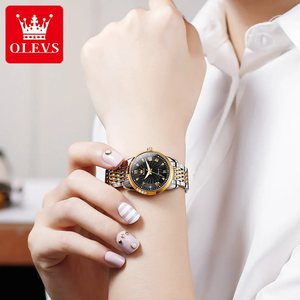 OLEVS 6630 Ladies Watch Luxury Elegant Automatic Mechanical Watch Waterproof Luminous  Stainless Steel  Date Watch For Women Set