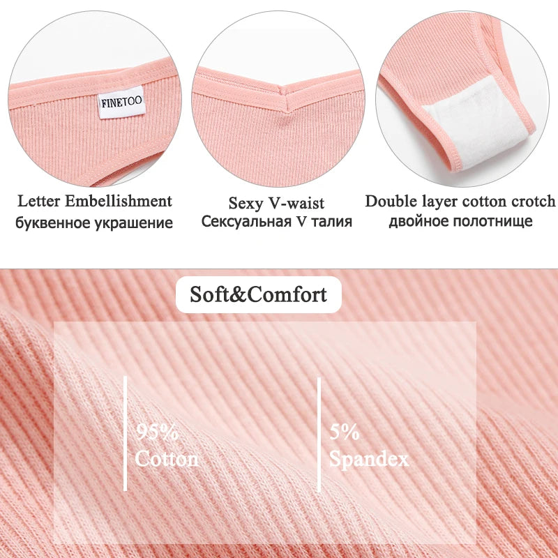 FINETOO 4Pcs/Set M-4XL Cotton Panties Female Underpants Sexy Panties for Women Briefs Underwear Plus Size Pantys Lingerie