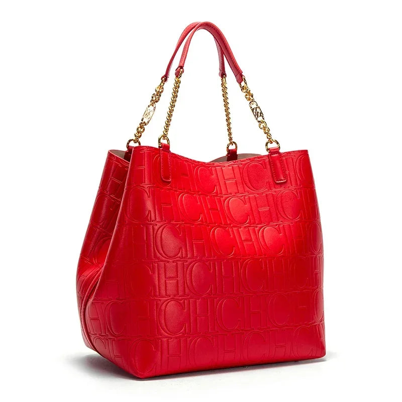 CH Women's Large-capacity Tote Bag Superior Sense of Solid Colour