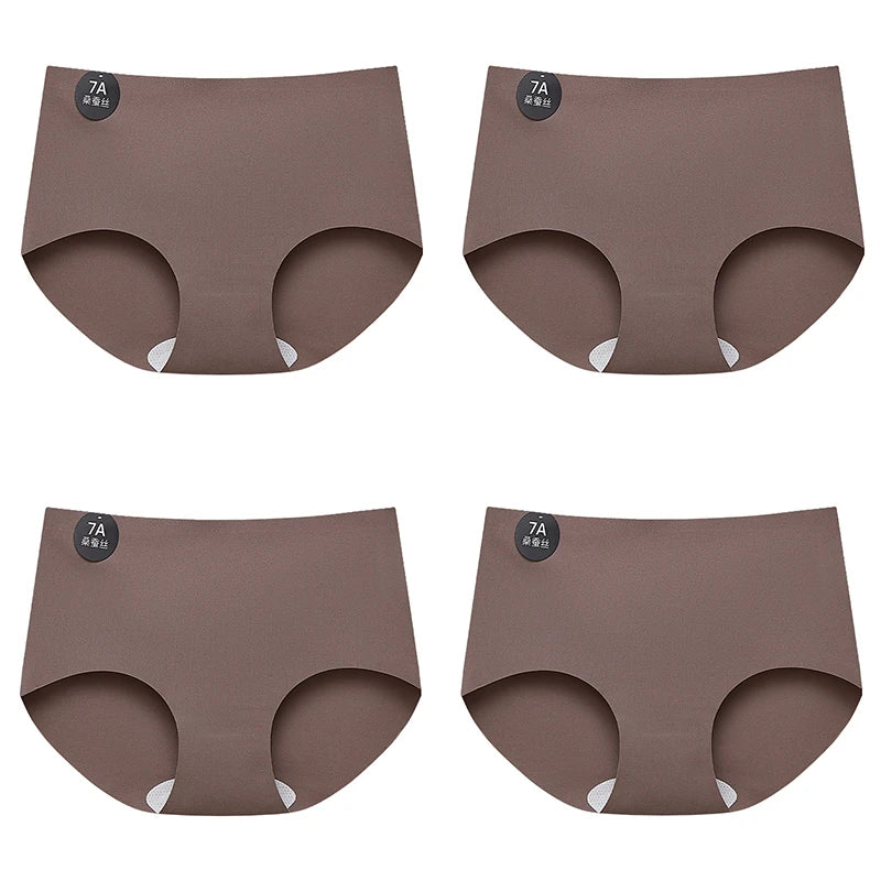 FalllSweet 4PCS Seamless Panties  Ice Silk Underwear Soft Thin Briefs