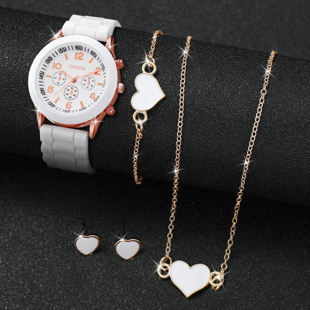 5/6PCS Women's Watch Casual Silicone Band Quartz Watches Butterfly Jewelry Set(Without Box)