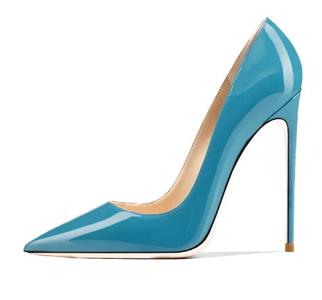 Classic Style Women Patent Pointed Toe Slip On 12cm High Heel Shoes Elegant Ladies Plain Stiletto Pumps Black Red White