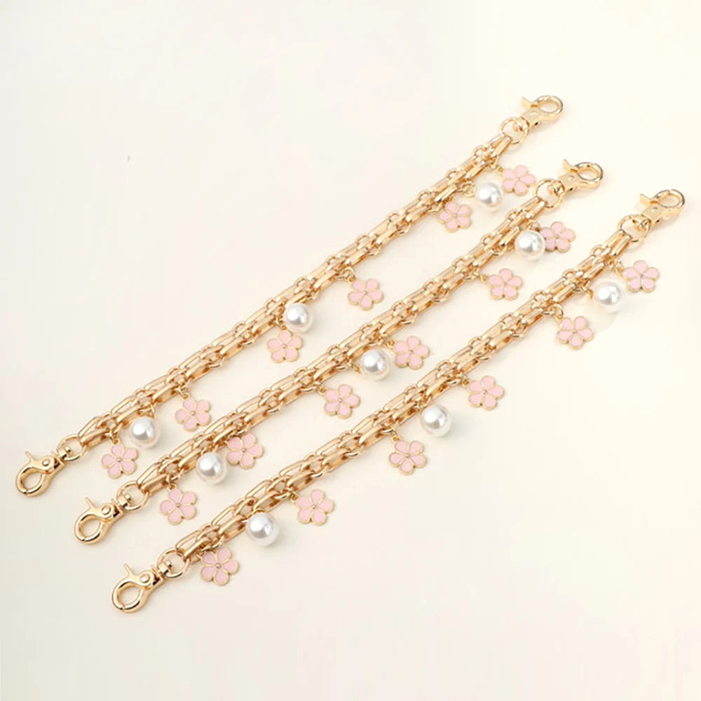 Bag Strap Extender Chain Flower Butterfly Pearl Pattern Accessory