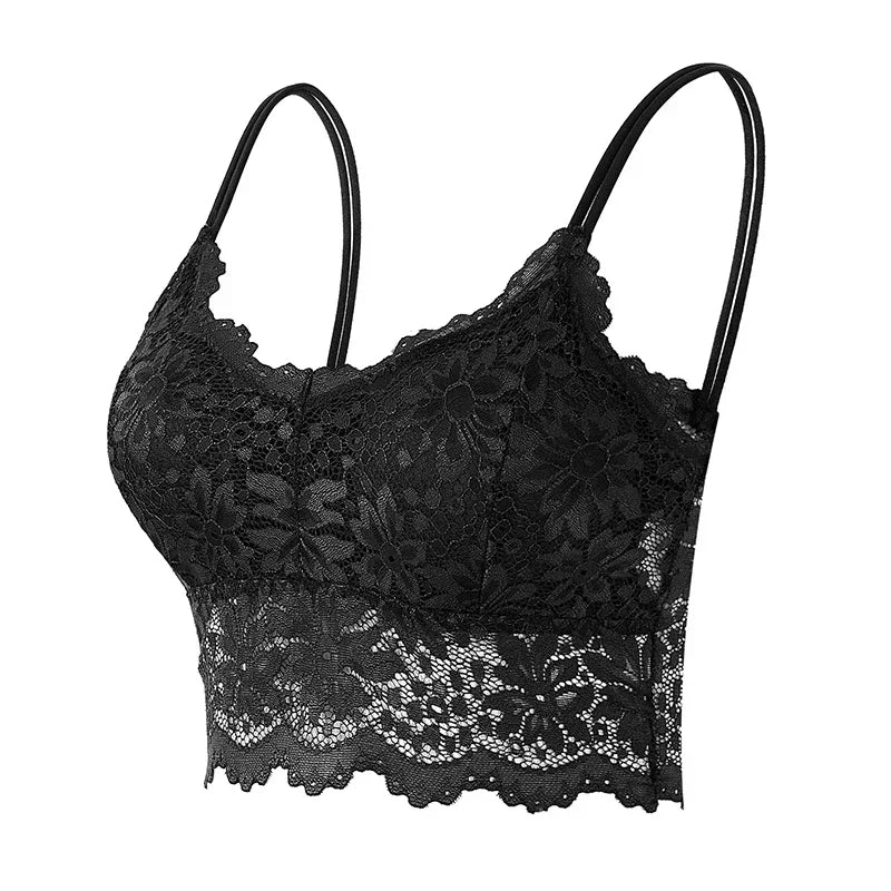 Sexy Lace Bras Top Comfortable Bralette Solid Color Women Underwear Female Hollow Out Wireless Breathable Lingerie Seamless Bra