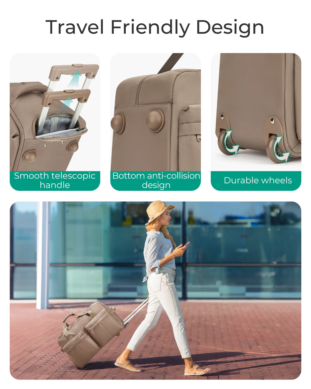 Rolling Duffle Bag with Wheels Waterproof High-Quality Carry-On Suitcase for Travel Essentials