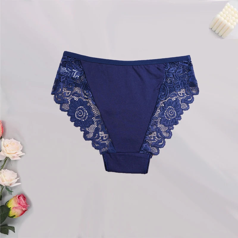 3PCS/Set Sexy Embroidery Lace Cotton Panties Women's Breathable Soft Comfy Panties Underwear S-XXL