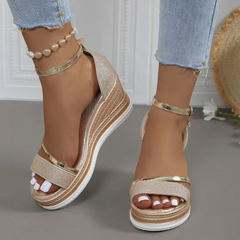 New Summer Women Wedges Sandals Fashion Solid Color Shoes for Women High Heels Platform Designer Sandals Zapatos De Mujer