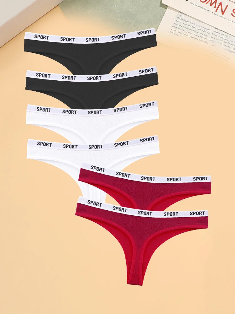 6PCS Cotton Seamless Thong Sexy Sport Brand Panties Low Waist Underwear