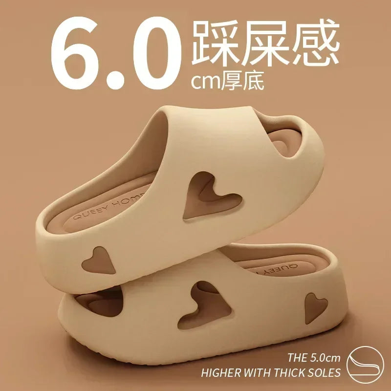 House Slipper Flip Flop Women Love Heart Platform Cloud Outdoor Indoor Summer Soft Sandal Slides Ladies Home Hotel Shoe Flat EVA