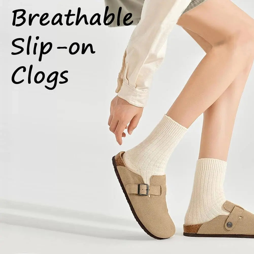 Crestar Cork Suede Mules Clogs Classic Cork Antislip Outdoor Slippers With Arch Support