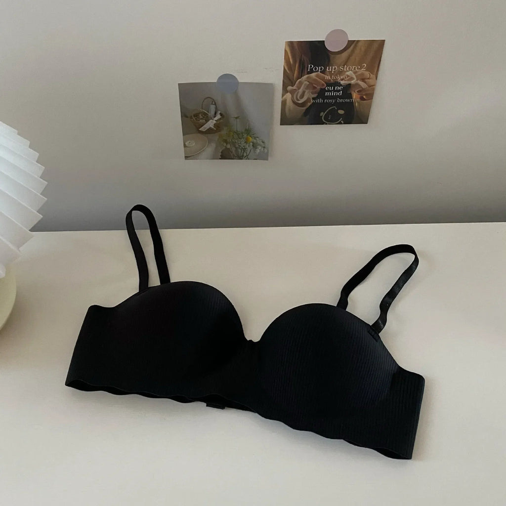 Fashion Seamless Half Cup Cloud Nude Underwear Women  Small Breast Gathering Support Anti-Sagging Soft Wireless Bra