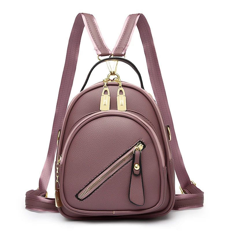 Mini Backpack Women Luxury Leather Shoulder Bag For Girls Kids Multi-Function Small Bagpack Female Purse Fashion Small Backpack