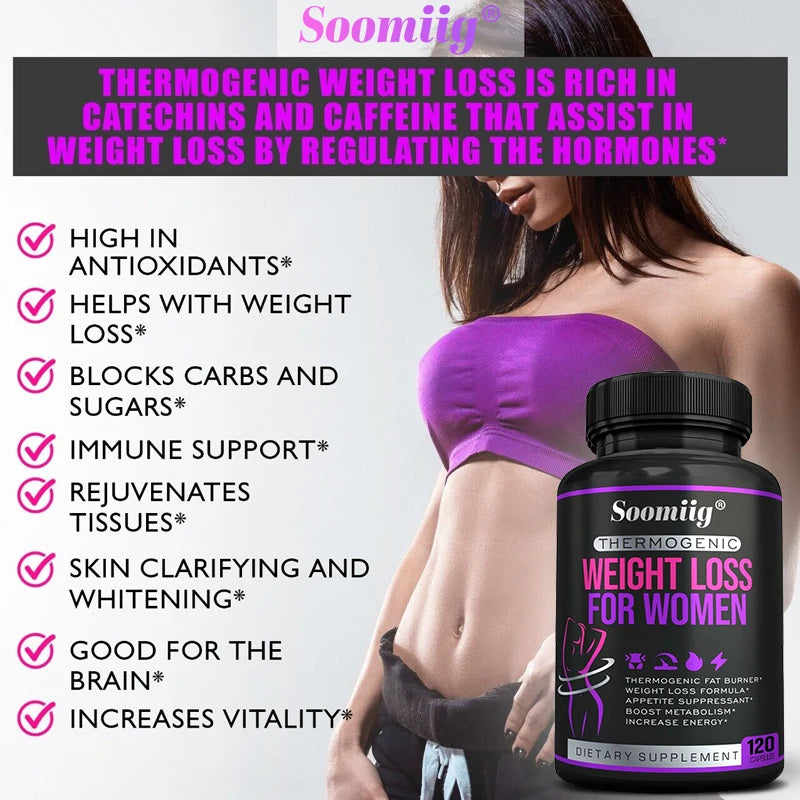 Thermogenic Fat Burner - Natural Appetite Suppressant, Metabolism Booster, Weight Management, Immunity, Metabolism