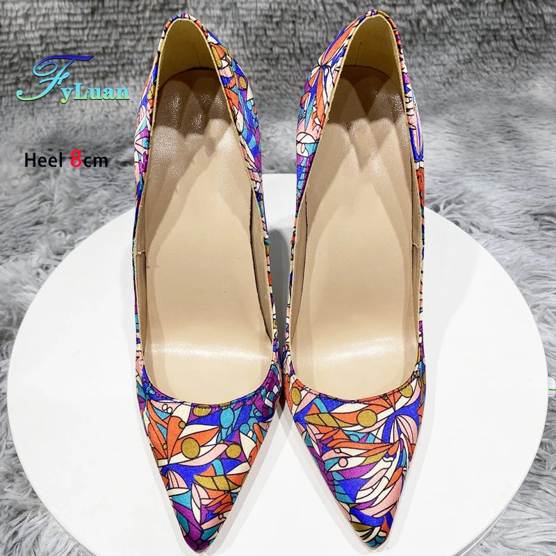 Europe and America Plus Size Satin High Heels Party Women Shoes 2025 New High-quality Pointy Toe Stiletto Chromatic Colour Pumps