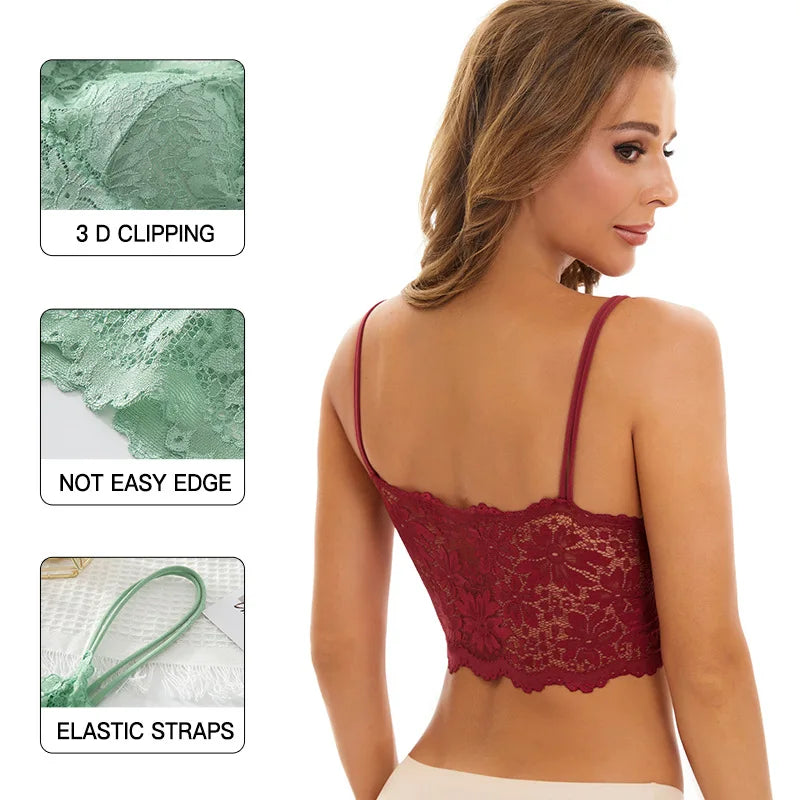 Sexy Lace Bras Top Comfortable Bralette Solid Color Women Underwear Female Hollow Out Wireless Breathable Lingerie Seamless Bra