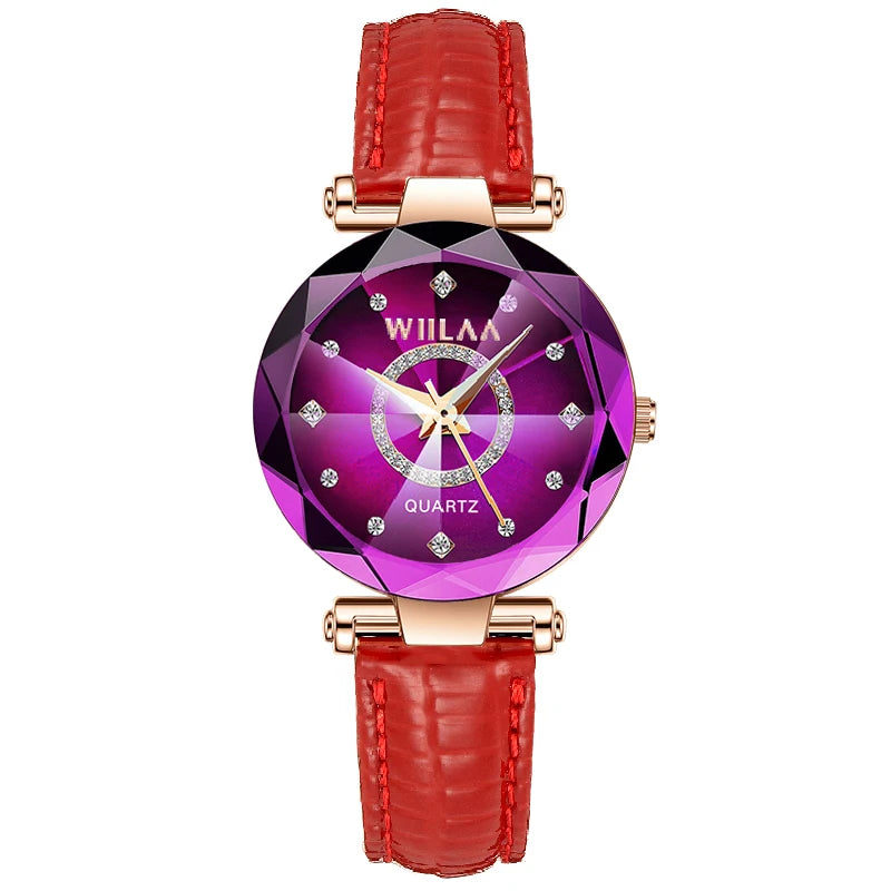 WIILAA Ocean Star Women Crystal Watch 2025 Top Brand Luxury Rose Gold Women Bracelet Wrist Watch For Ladies Relogio Feminino