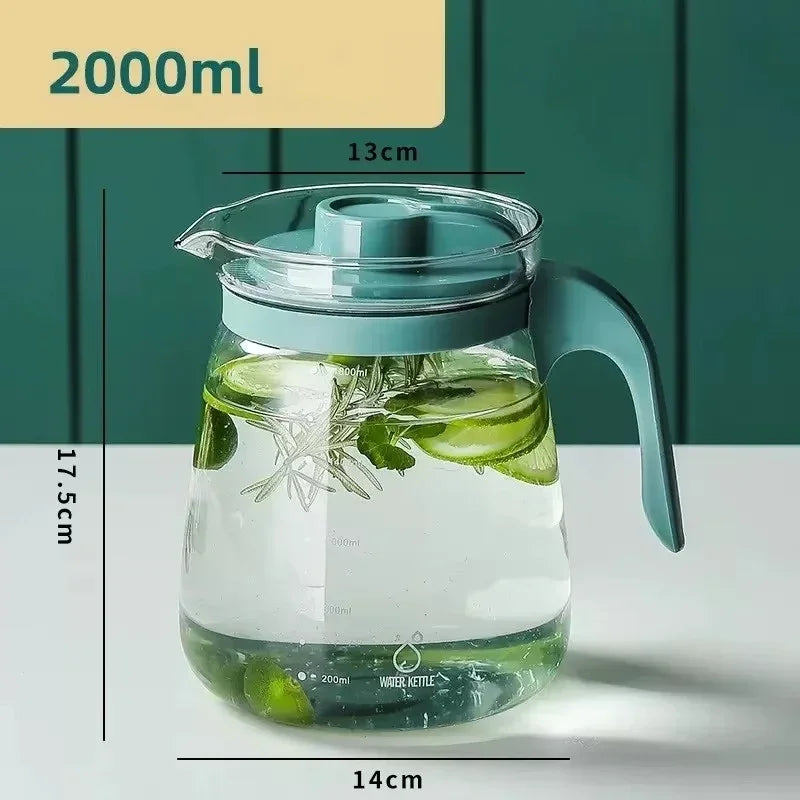 Transparent Teapot High Borosilicate Glass Heat-Resistant Large Capacity Tea Pot Coffee Juice Ice Water Kettle for Office Home