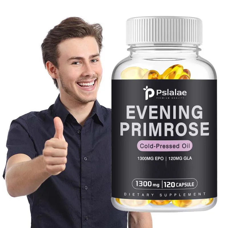 Evening Primrose Oil - Contains Gelatin and Vegetable Glycerin To Promote Healthy Skin - 120 Capsules