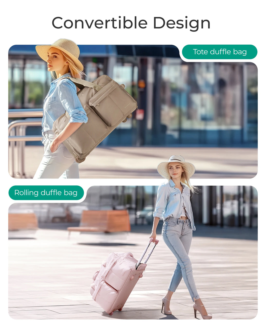 Rolling Duffle Bag with Wheels Waterproof High-Quality Carry-On Suitcase for Travel Essentials