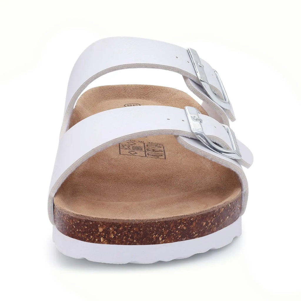 Evshine Platform Suede Sandals for Women Soft Cork Footbed Summer Slides with Adjustable Buckle Outdoor Slides With Arch Support