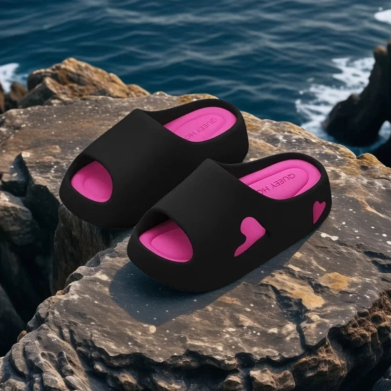House Slipper Flip Flop Women Love Heart Platform Cloud Outdoor Indoor Summer Soft Sandal Slides Ladies Home Hotel Shoe Flat EVA