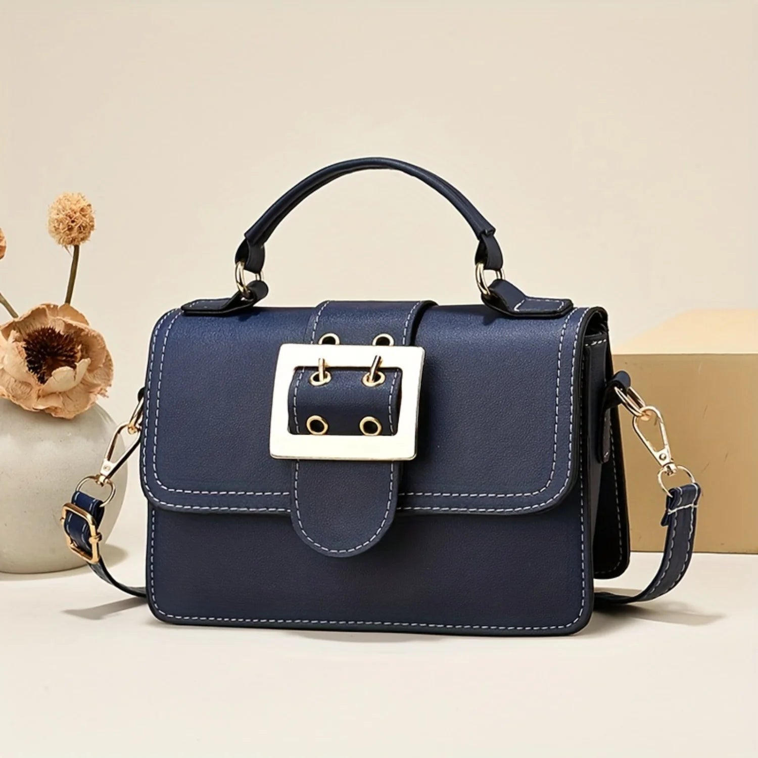 Chic Square Solid Color Handbag for Women