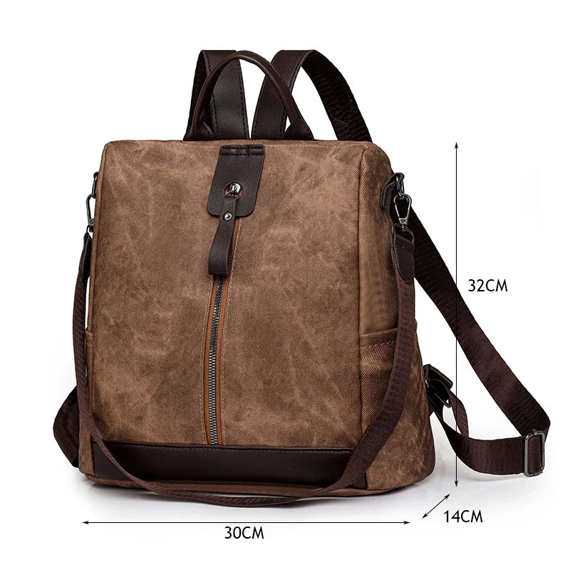 Anti Theft Backpack Female Lightweight PU Leather Rucksacks Large Shoulder Bags