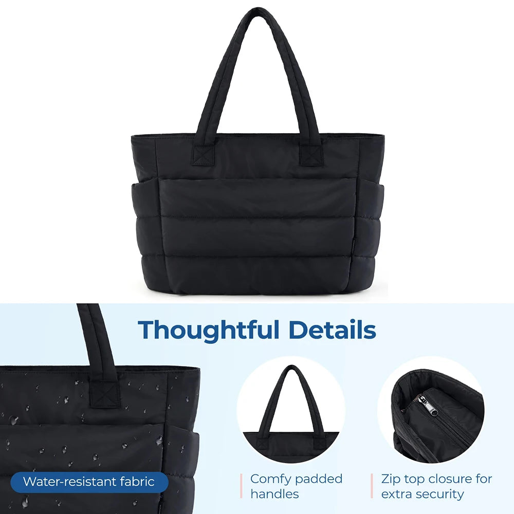 Large Capacity Solid Color Women's Handbag, Lightweight Fluffy Tote Bag, Suitable For Travel, Work, Beach, Gym, Store