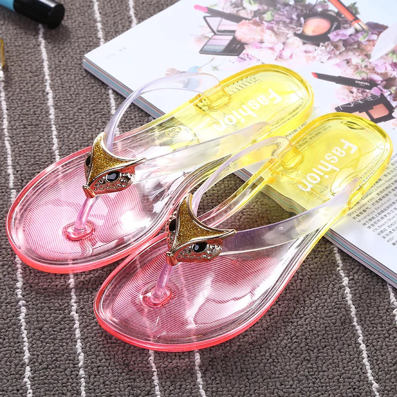 Trendy Women Flip Flops Summer Beach Sandals Waterproof Lightweight Non Slip Casual Crystal Fashion
