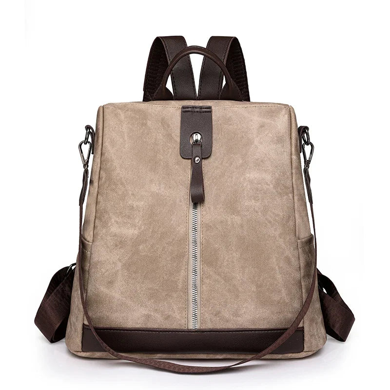 Anti Theft Backpack Female Lightweight PU Leather Rucksacks Large Shoulder Bags