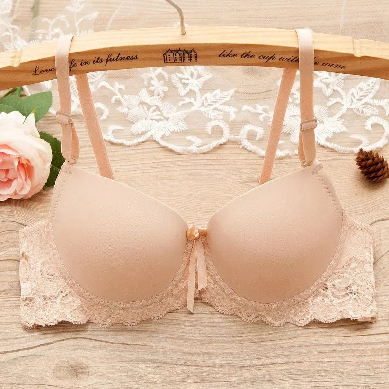 Sexy Push Up Bras Women Solid Wireless Lace Trim Lingerie One-Piece Gather Seamless Underwear Convertible Straps Support Bra