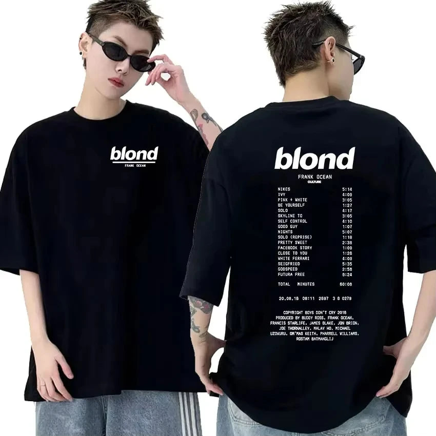 Rapper Frank Retro Graphic T Shirt Men's Hip Hop Ocean Album Clothing T-Shirts Y2k Unisex Blond Fashion Oversized Cotton T-shirt