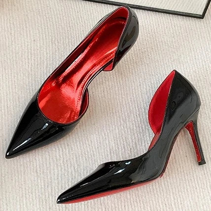 High Heels Women's 2025 Fashion New Side Empty Large Size Pointed Thin Heel Shallow Mouth Single Shoes