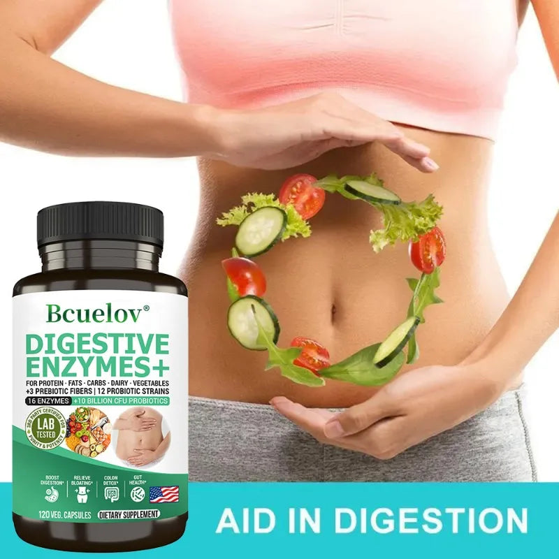 Probiotic Enzymes + Prebiotics & Digestive Enzymes, Promotes Healthy Gut Flora, Relieves Gas, 120 Capsules