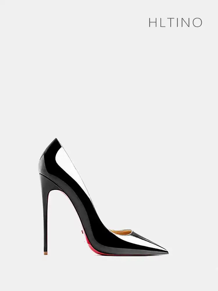 Women's heels 2025 trend Leather Luxury Pumps Red Bottom Pointed Toe High Heels Elegant Stiletto Party Ladies Shoes Woman 12cm