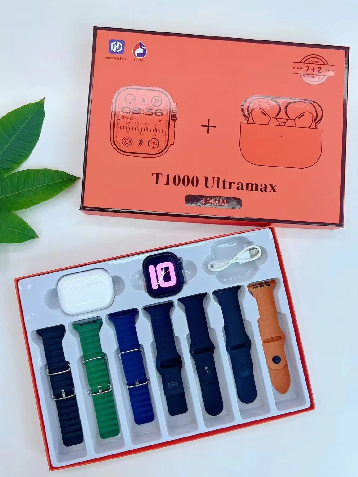 Waterproof Ultramax Earbus Watch10 Series GPS Earphone Smart Watch Always On Display Heart Rate Monitor BT Calls