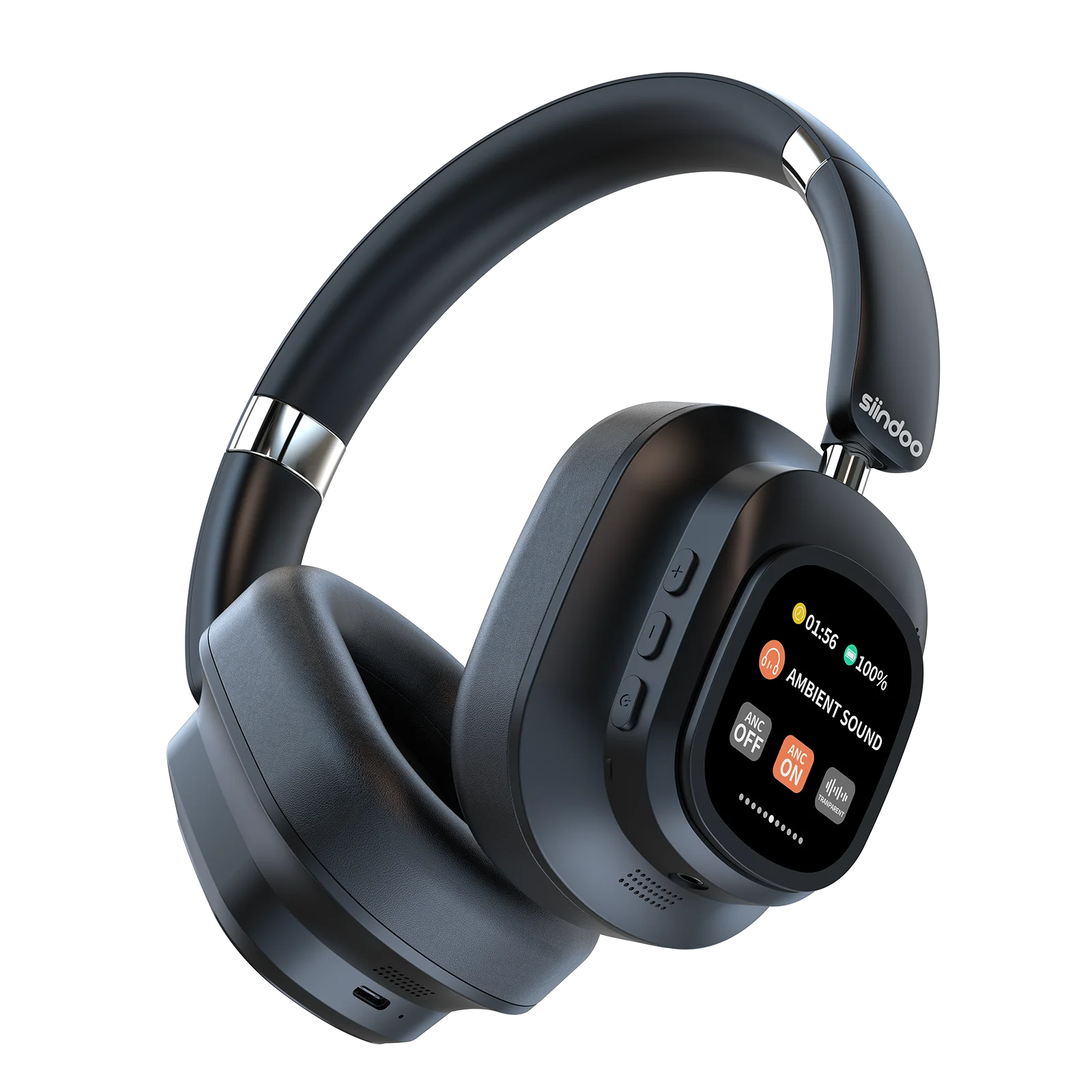 Hybrid Wireless Headphone, Active Noise Cancelling Headphones With Multi Magnetic Touch Control LED Screen