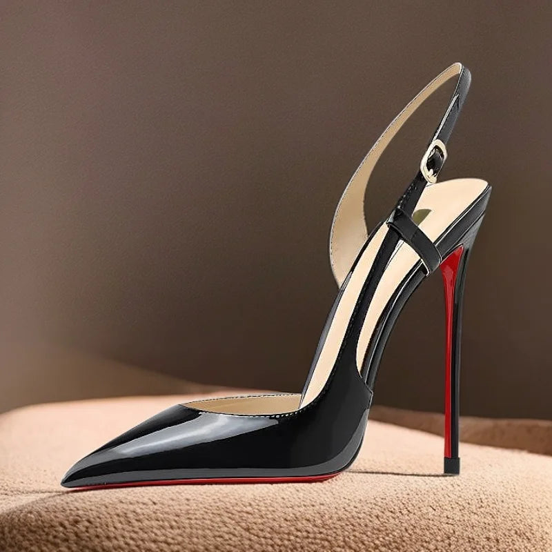 Summer New Side Leakage Hollow Back Tripping High Heel Sandals Black Sexy OL Style Large Shoes 33-46