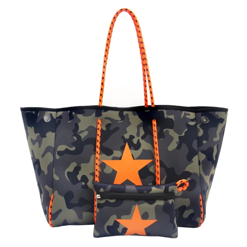 2024 Hotsale Large Fashion Tote Bag for Women Neoprene Tote Bag for Summer and Beach Pink High Quality Neoprene Women Handbag