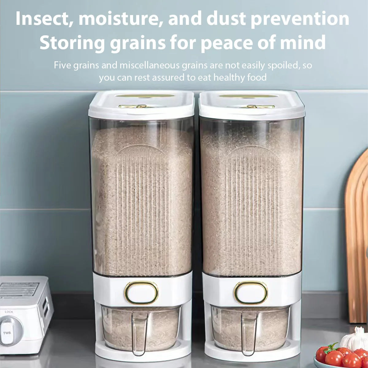 5/10kg Large Sealed Cereal Dispenser Moisture-proof Insect-proof Storage Tank