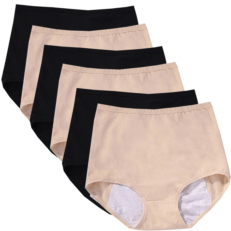 6pcs Girl Menstrual Panties Women's Physiological Briefs Ladies Period Leak Proof Panty High Waist Cotton Underwear