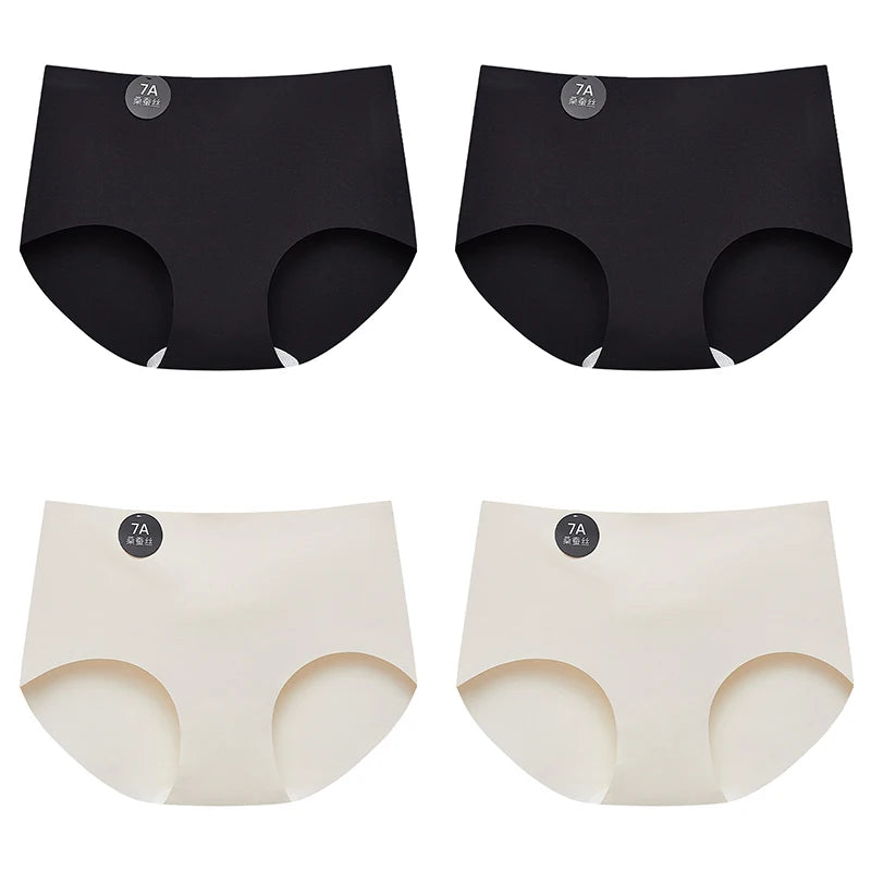 FalllSweet 4PCS Seamless Panties  Ice Silk Underwear Soft Thin Briefs